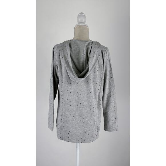 J Jill Seamed Polka Dot Hoodie Tunic Shirt Womens Size Small New Grey Black - Picture 9 of 15